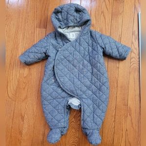 Baby Gap Quilted Chambray Bear One-Piece 3-6 months